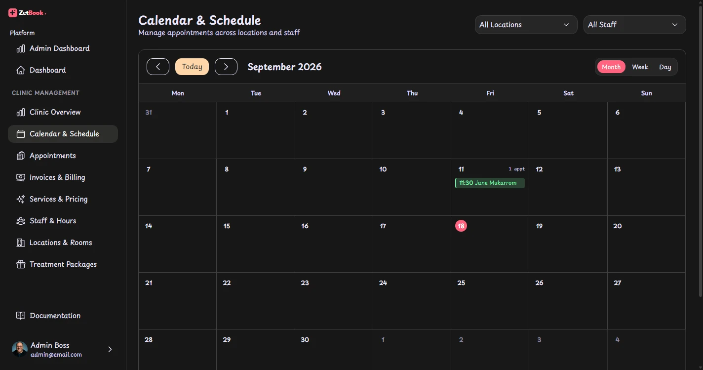 Kalender Jadwal Dokter ZetBook
