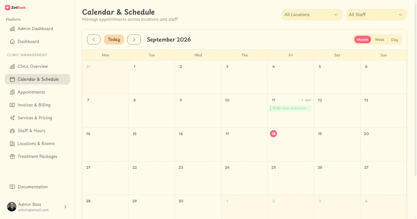 Kalender Jadwal Dokter ZetBook