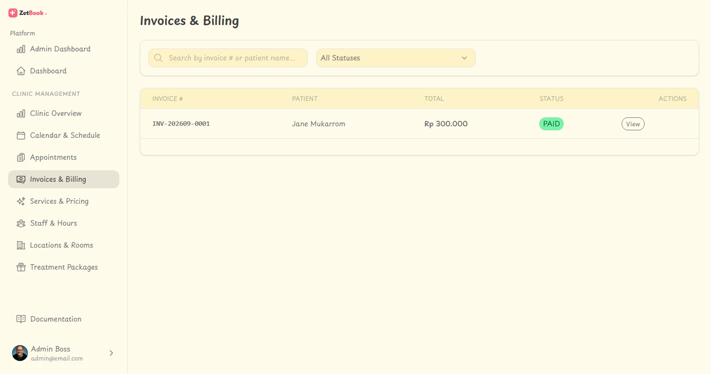 Invoice & Kasir ZetBook